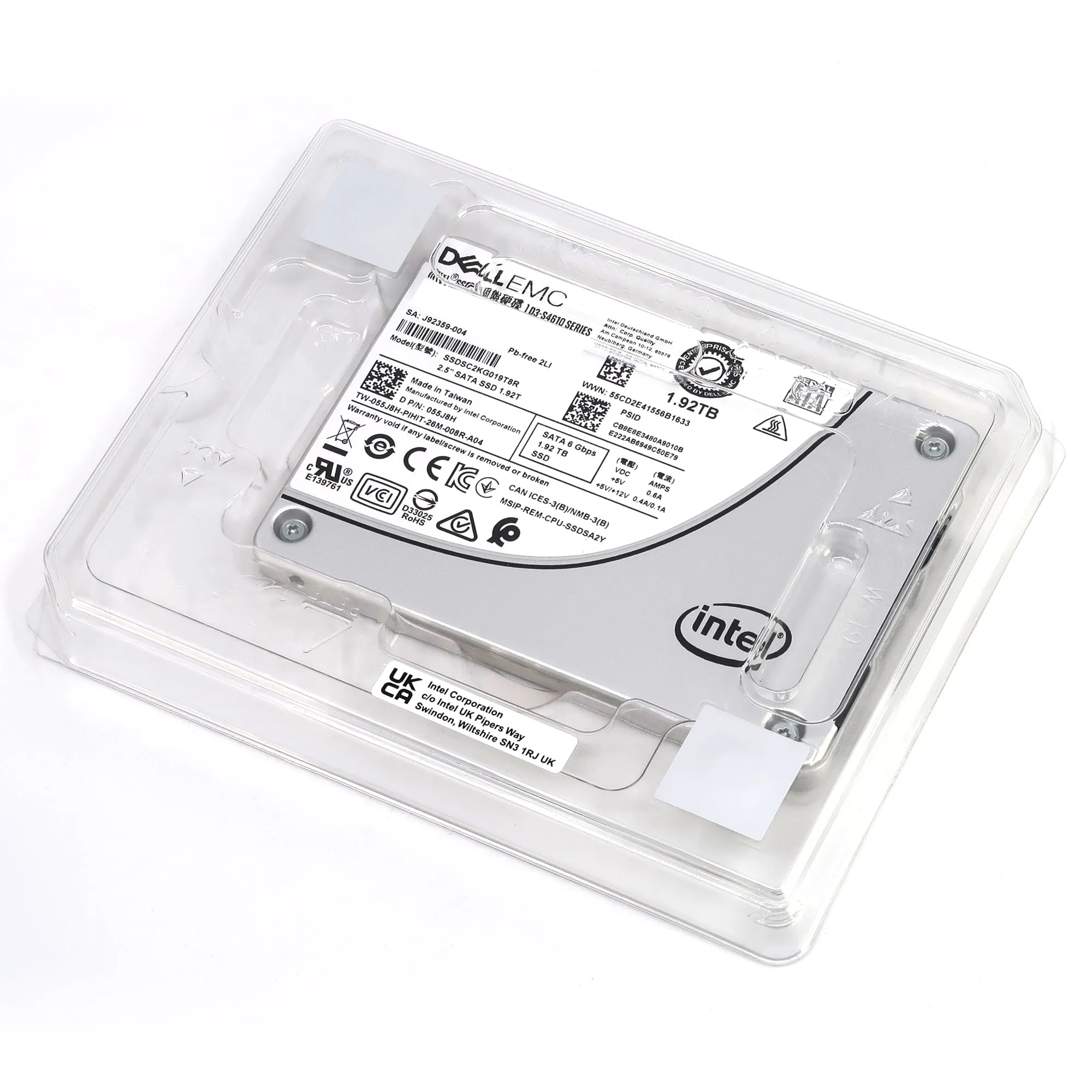 Dell D3-S4610 SSDSC2KG019T8R 055J8H 1.92TB SATA 6Gb/s 3D TLC 3DWPD 2.5in Solid State Drive