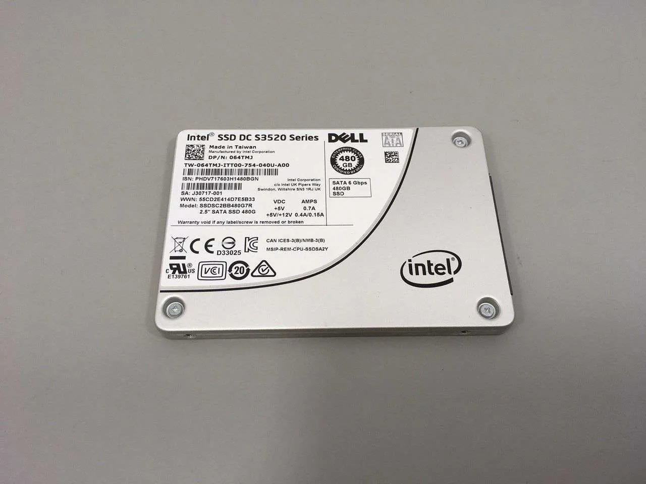 Dell G13 DNV76 480GB SATA 6Gb/s 2.5" Read Intensive Solid State Drive