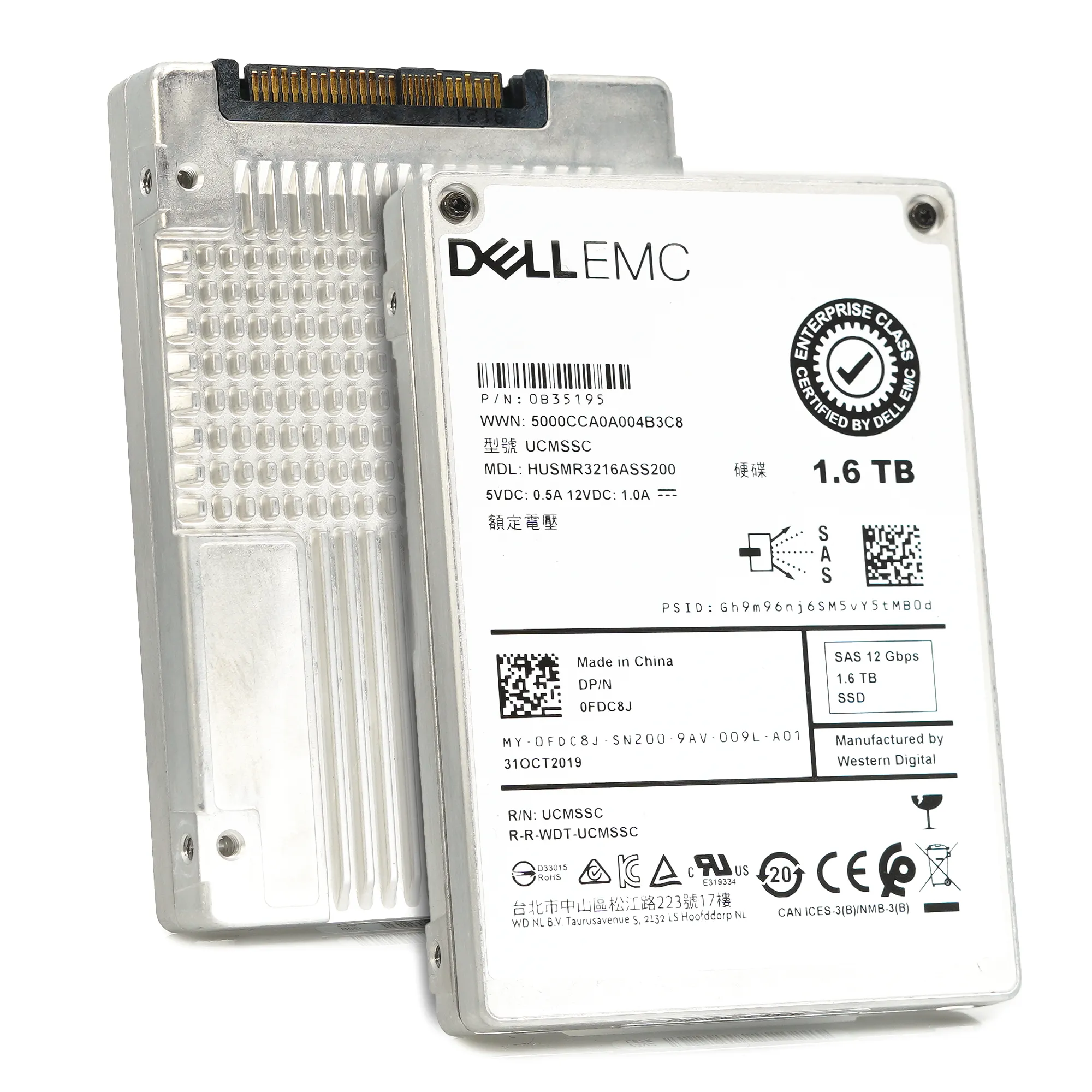Dell Ultrastar DC SS300 FDC8J HUSMR3216ASS200 1.6TB SAS 12Gb/s 2.5in Refurbished SSD