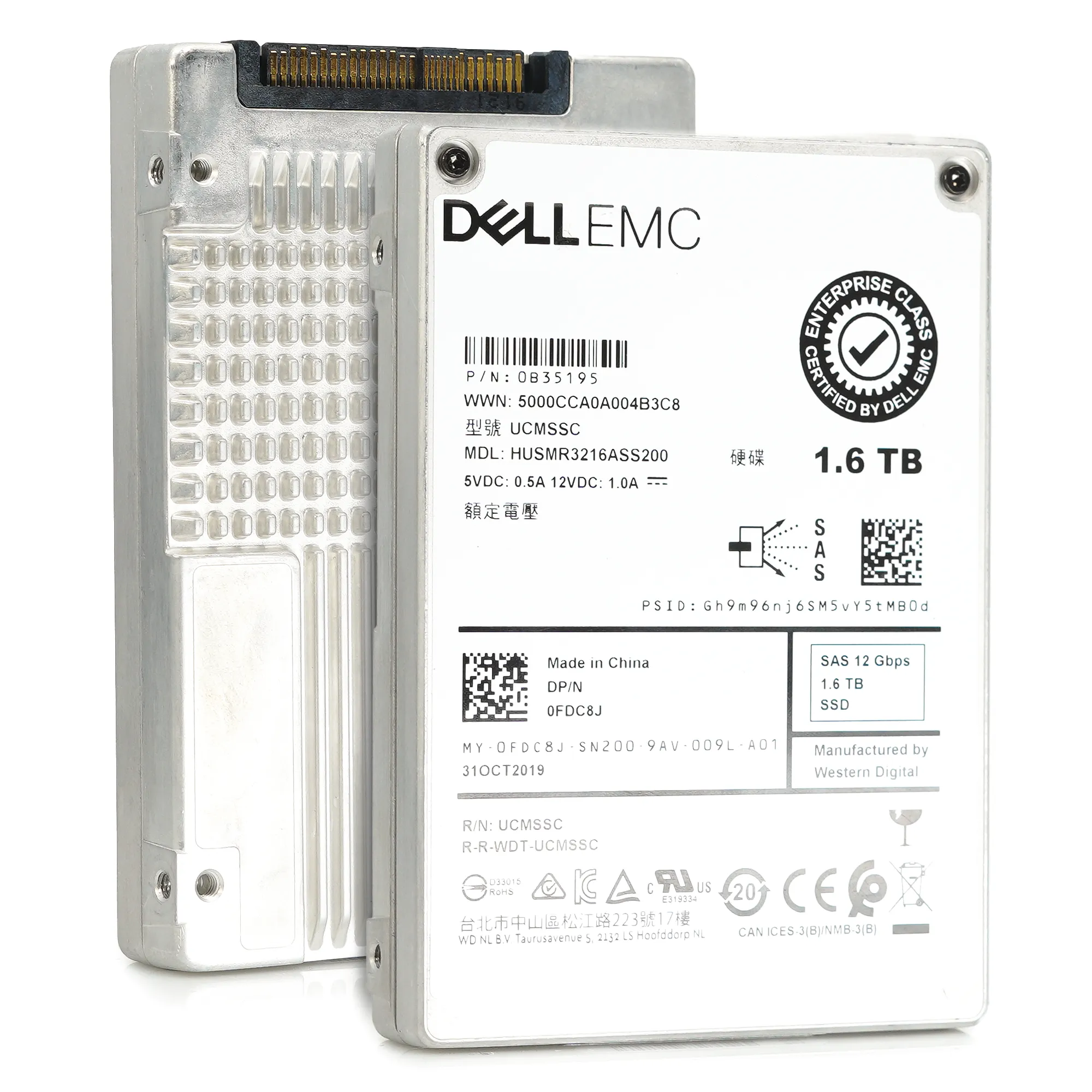 Dell Ultrastar DC SS300 FDC8J HUSMR3216ASS200 1.6TB SAS 12Gb/s 2.5in Refurbished SSD