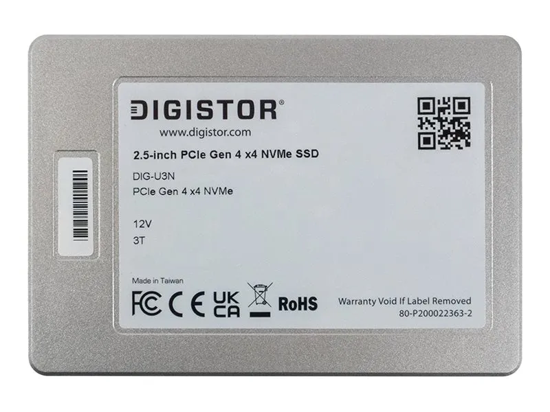 DIGISTOR - SSD - Mixed Use, High Performance - encrypted - 1.6 TB - 3 DWPD - internal - 2.5 - U.3 PCIe 4.0 x4 (NVMe) - 256-bit DIG-P4U30G30-01600