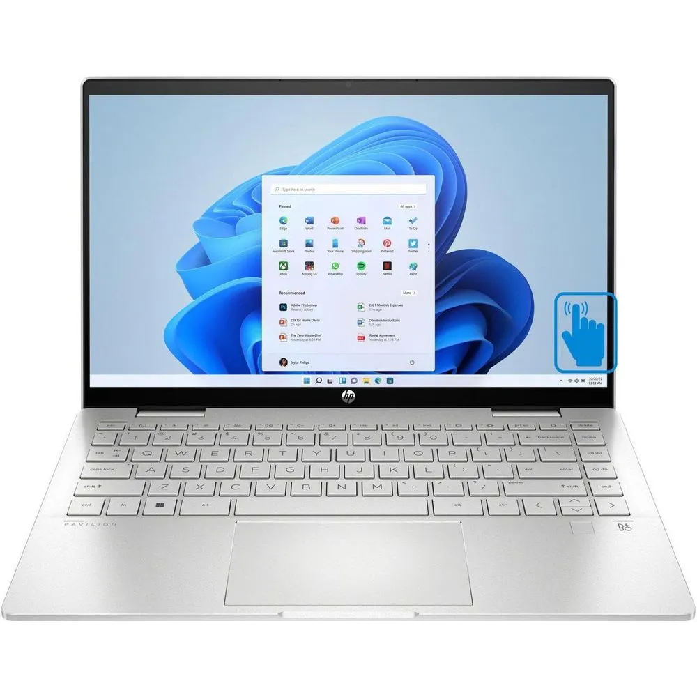 HP 14-ek1051cl Pavilion X360 14" FHD Touchscreen i5-1335U 1.3GHz Intel Iris Xe Graphics 8GB RAM 512GB SSD Win 11 Home Silver