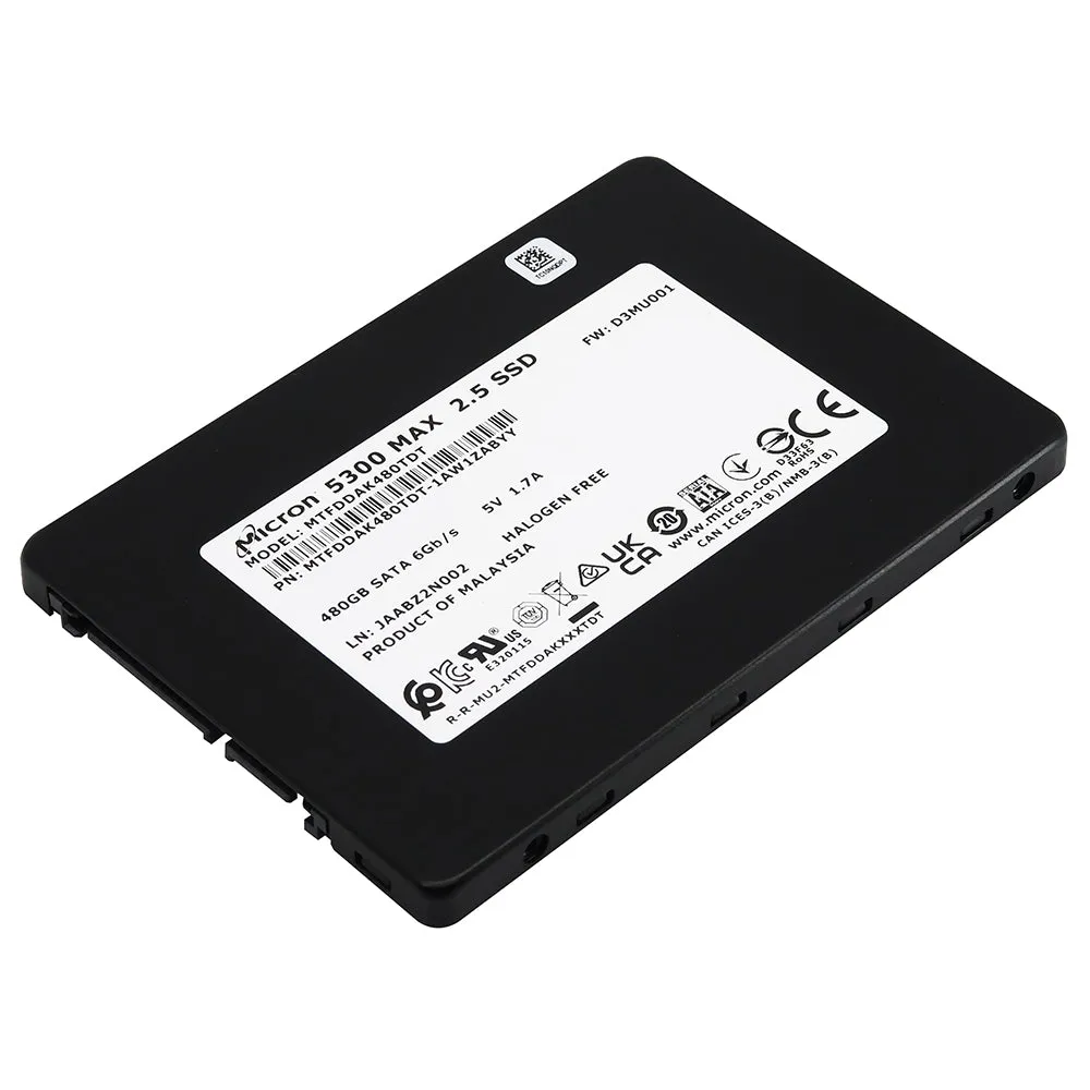 Micron 5300 MAX MTFDDAK480TDT-1AW1ZAB 480GB SATA 6Gb/s 2.5in Solid State Drive