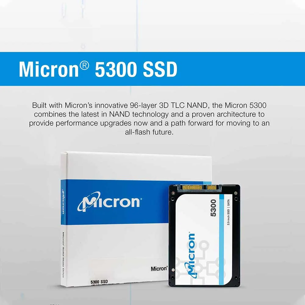 Micron 5300 Pro MTFDDAK960TDS 960GB SATA 6Gb/s 3D TLC 2.5in Enterprise Solid State Drive