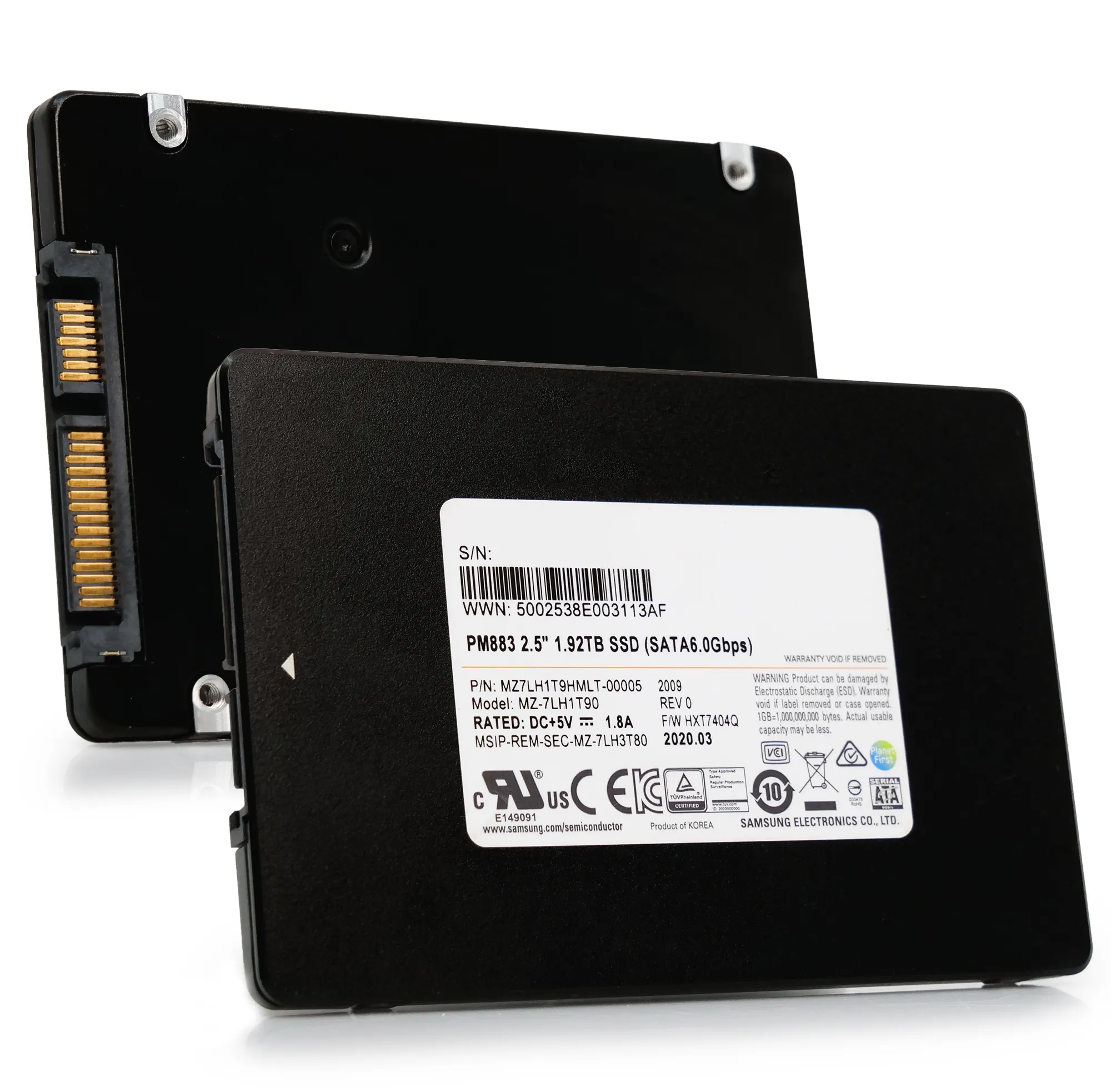 Samsung PM883 MZ7LH1T9HMLT 1.92TB 1.3 DWPD SATA 6Gb/s V-NAND TLC 2.5in Refurbished SSD