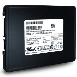 Samsung PM893 MZ-7L37T60 MZ7L37T6HBLA 7.68TB SATA 6Gb/s 2.5in Refurbished SSD