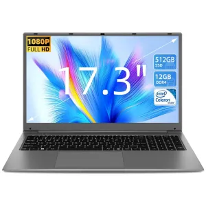 SGIN X17 17.3" FHD Celeron N5095 2GHz Intel UHD Graphics 12GB RAM 512GB SSD Win 11 Home Grey